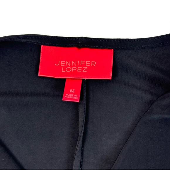 Jennifer Lopez Cold Shoulder Black Top Short Sleeve Blouse - Picture 14 of 15